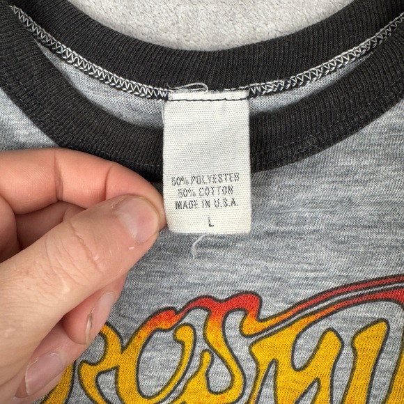 Aerosmith Shirt Mens Large Gray Vintage Permanent Vacation Tour 1987 Raglan Rock - Picture 3 of 10